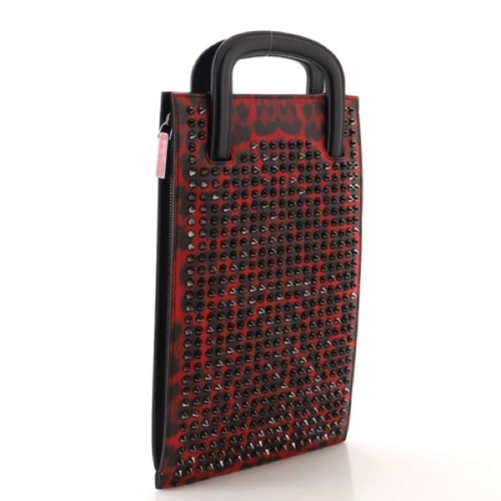 Christian Louboutin Trictrac Portfolio Bag Printed Spiked Leather